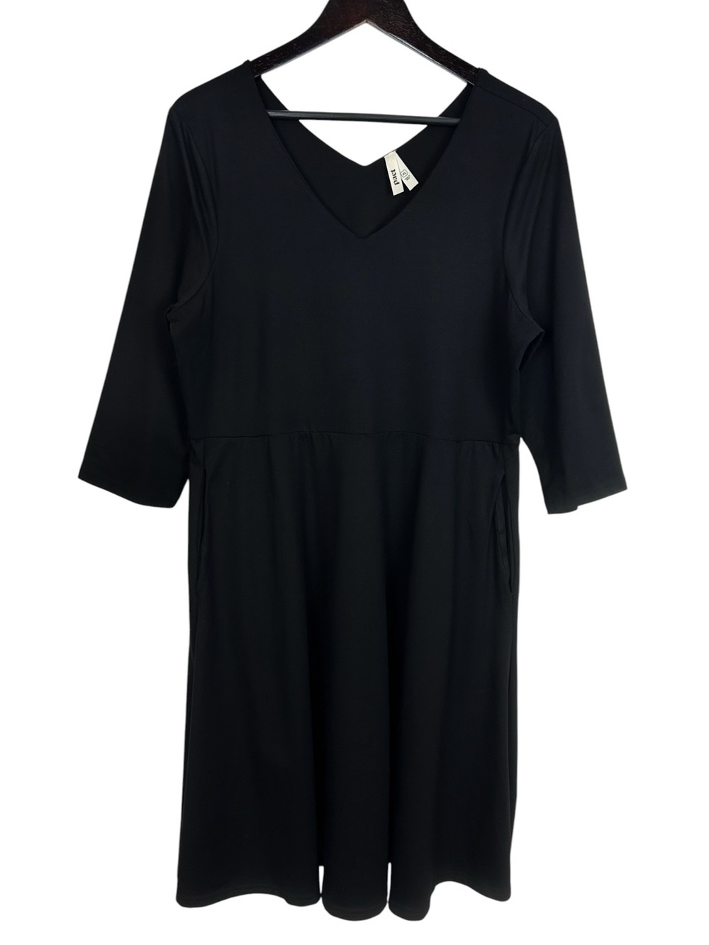 Pact Organic Cotton Midi Swing Dress Size X-Large Black